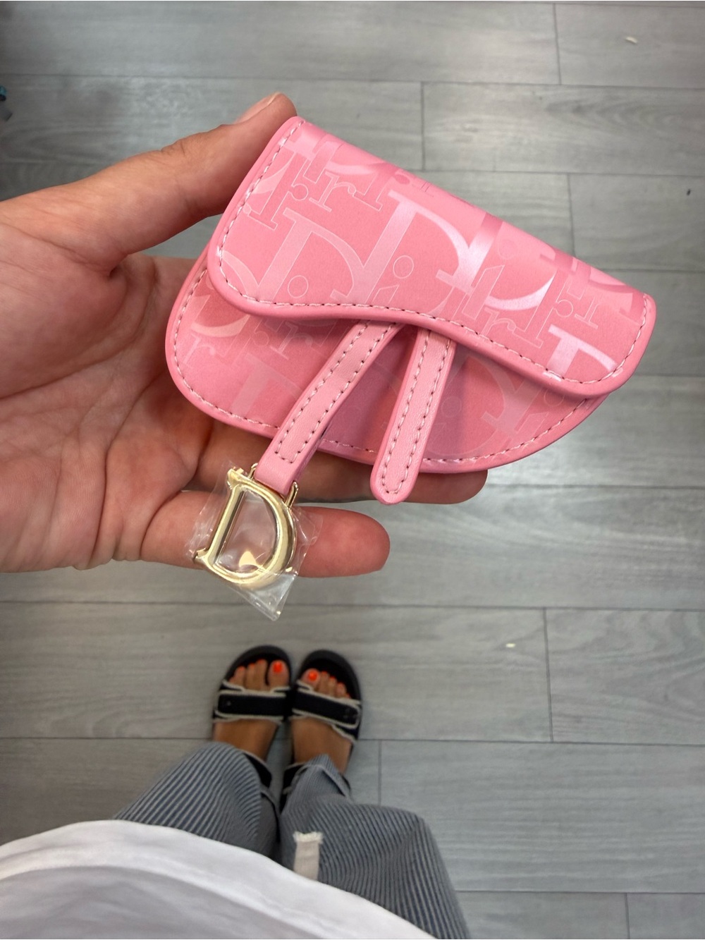 Pink Saddle Coin Purse with Gold D Charm